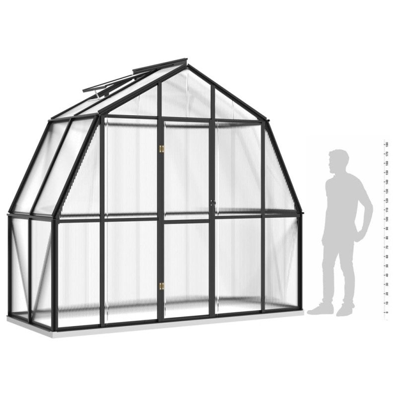 vidaXL Skleník s podkladovým rámom, antracitový 3,3 m², hliník