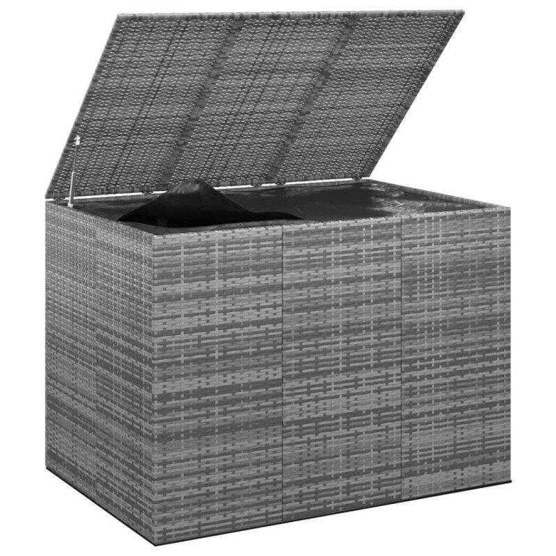 vidaXL Záhradný box na vankúše z polyratanu 145x100x103 cm sivý