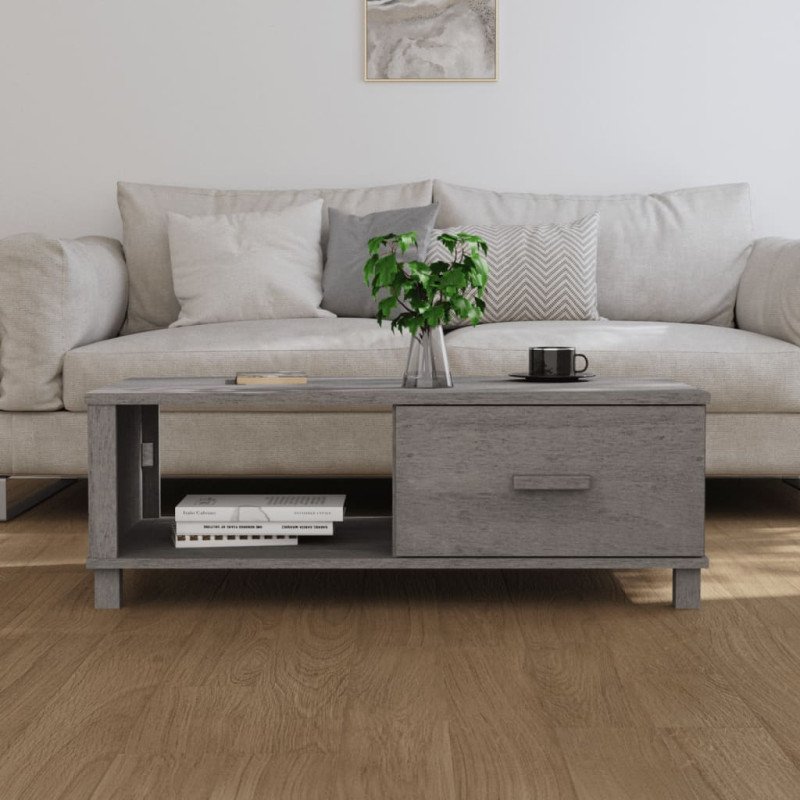 vidaXL Konferenčný stolík HAMAR, svetlosivý 100x55x35 cm, borovica