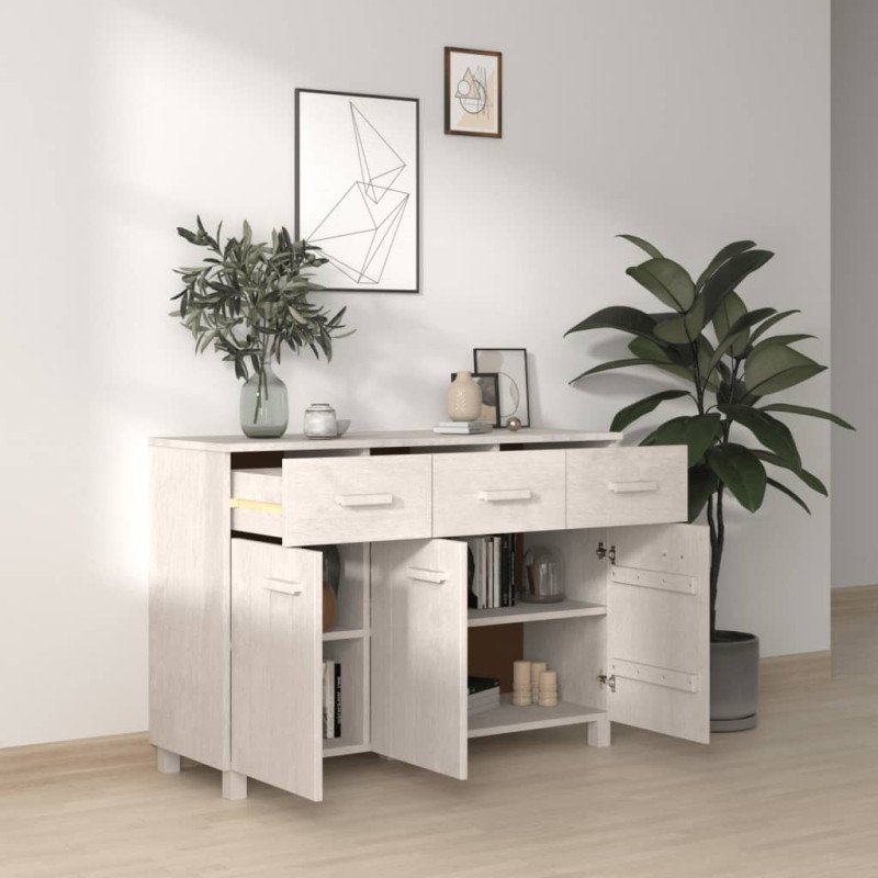 vidaXL Komoda HAMAR, biela 113x40x80 cm, borovicový masív