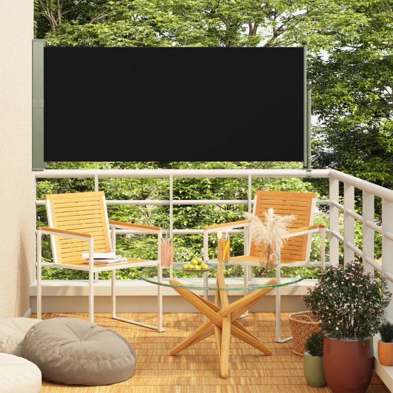 vidaXL Zaťahovacia bočná markíza na terasu 140x300 cm čierna
