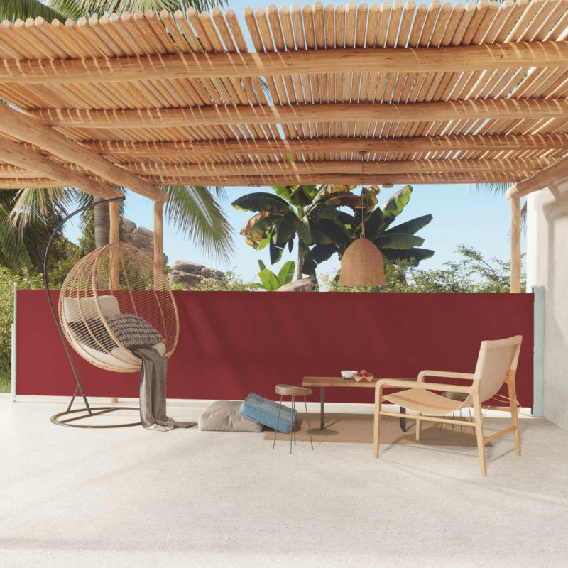 vidaXL Zaťahovacia bočná markíza na terasu 117x600 cm červená