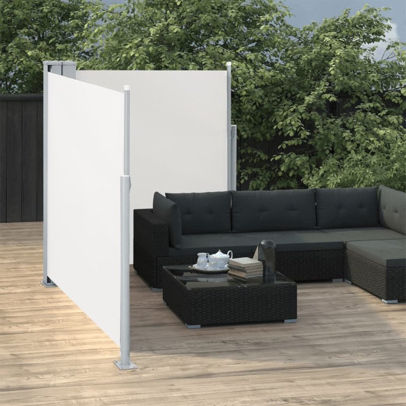 vidaXL Zaťahovacia bočná markíza krémová 140x600 cm
