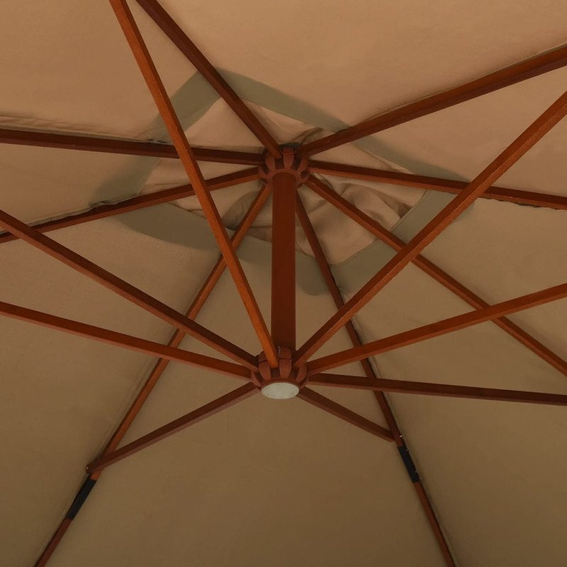 vidaXL Konzolový slnečník s drevenou tyčou 400x300 cm sivohnedý