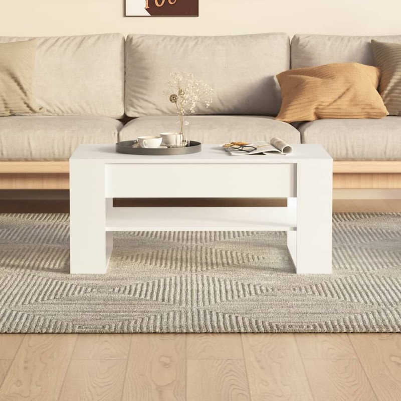 vidaXL Konferenčný stolík biely 102x55x45 cm spracované drevo