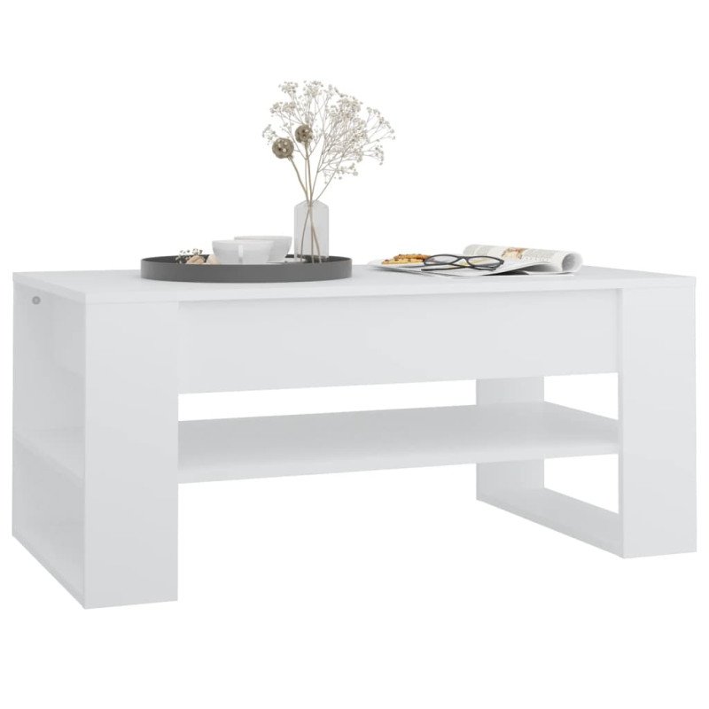 vidaXL Konferenčný stolík biely 102x55x45 cm spracované drevo