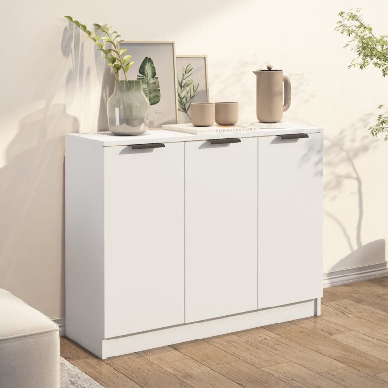 vidaXL Komoda biela 90,5x30x70 cm spracované drevo