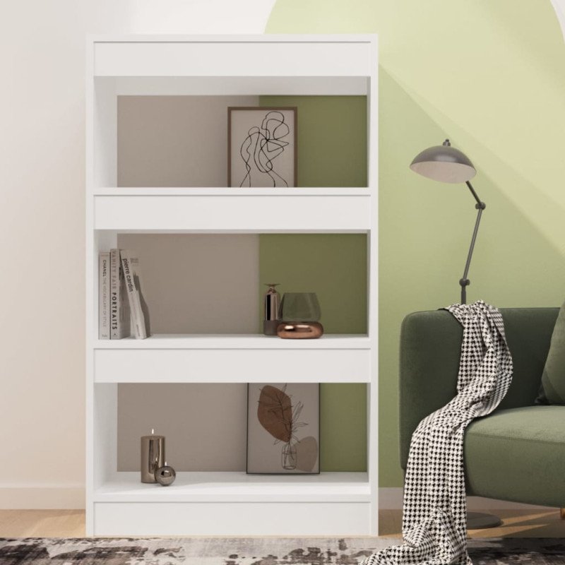 vidaXL Knižnica/deliaca stena biela 60x30x103 cm, drevotrieska