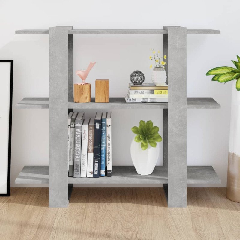 vidaXL Knižnica/deliaca stena betónová sivá 100x30x87 cm