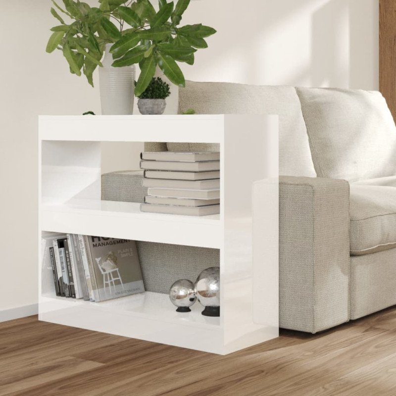 vidaXL Knižnica/deliaca stena lesklá biela 80x30x72 cm