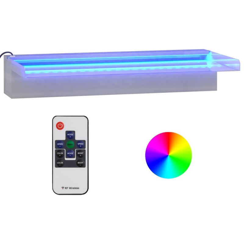vidaXL Vodopádový prepad s RGB LED diódami nehrdzavejúca oceľ 45 cm