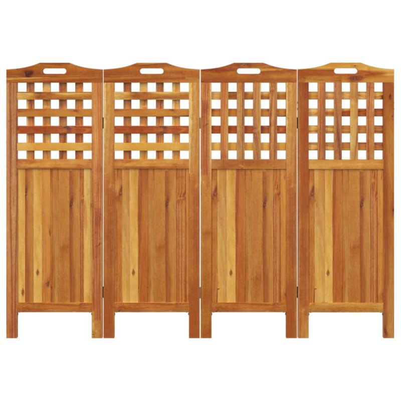 vidaXL 4-panelový paraván 162x2x115 cm akáciové masívne drevo