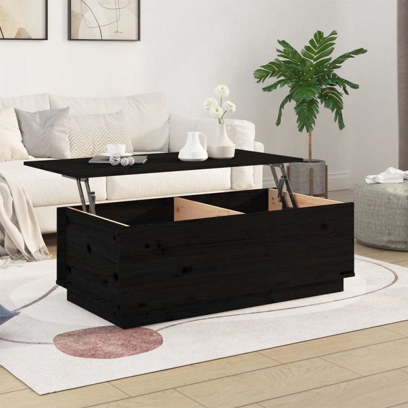 vidaXL Konferenčný stolík čierny 100x50x35 cm borovicový masív