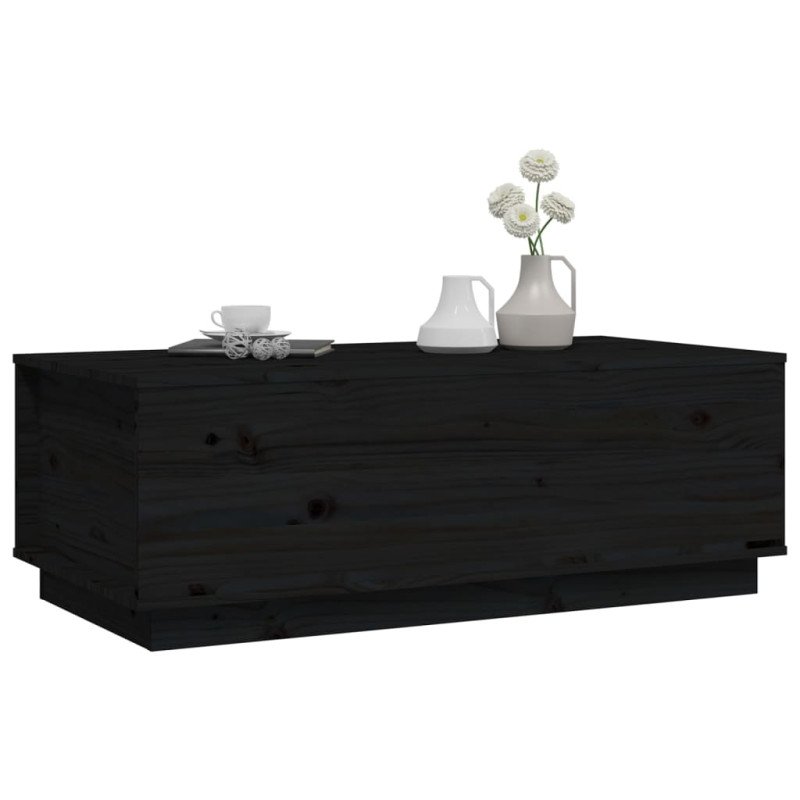 vidaXL Konferenčný stolík čierny 100x50x35 cm borovicový masív