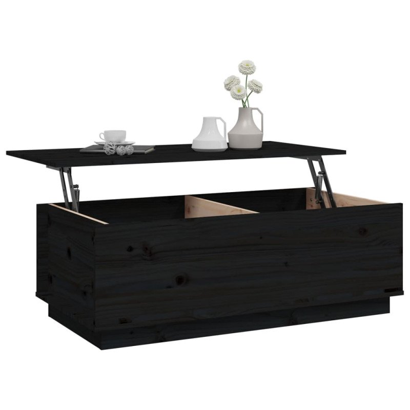 vidaXL Konferenčný stolík čierny 100x50x35 cm borovicový masív