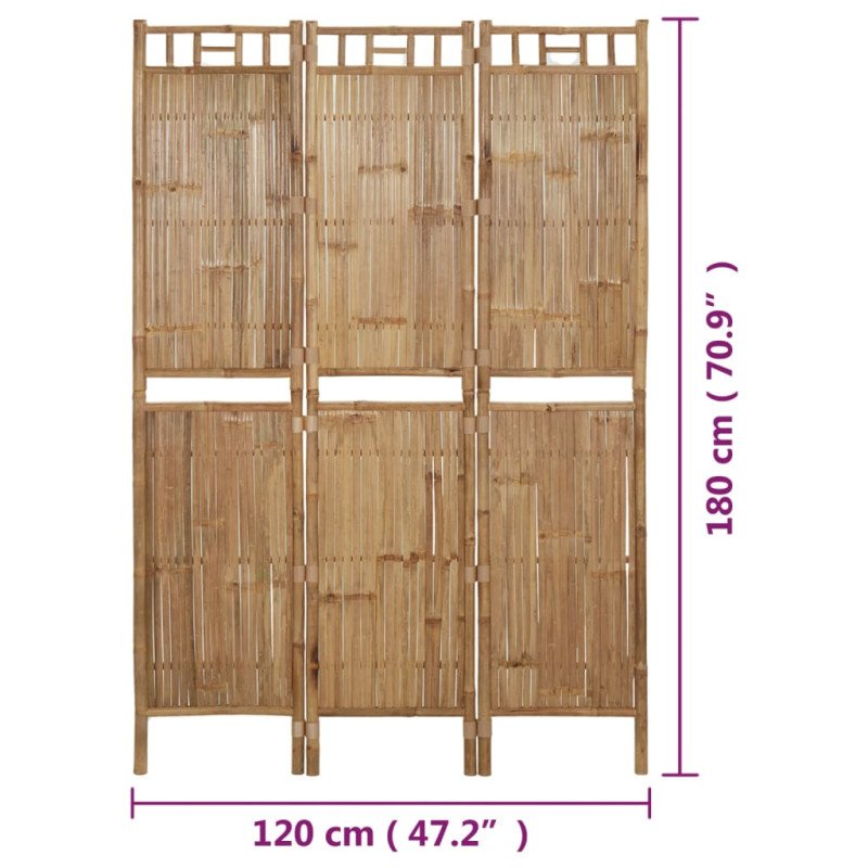 vidaXL Paraván s 3 panelmi bambusový 120x180 cm