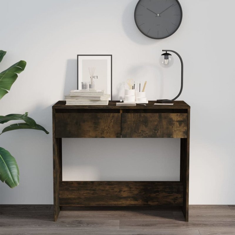 vidaXL Konzolový stolík tmavý dub 89x41x76,5 cm drevotrieska 