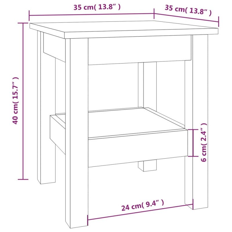 vidaXL Konferenčný stolík sivý 35x35x40 cm borovicový masív
