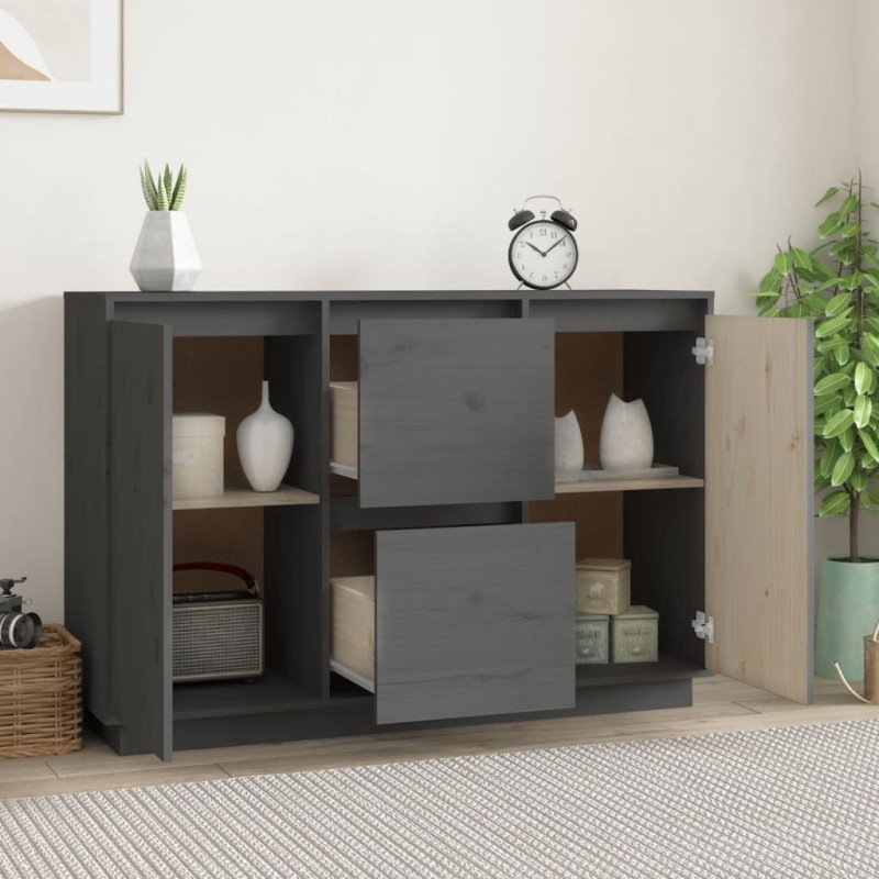 vidaXL Komoda sivá 111x34x75 cm borovicový masív
