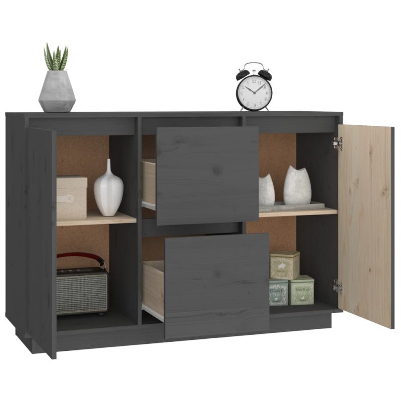 vidaXL Komoda sivá 111x34x75 cm borovicový masív