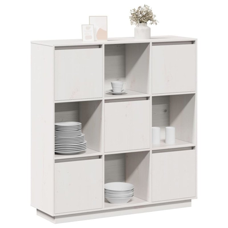 vidaXL Vysoká skrinka biela 110,5x35x117 cm masívna borovica
