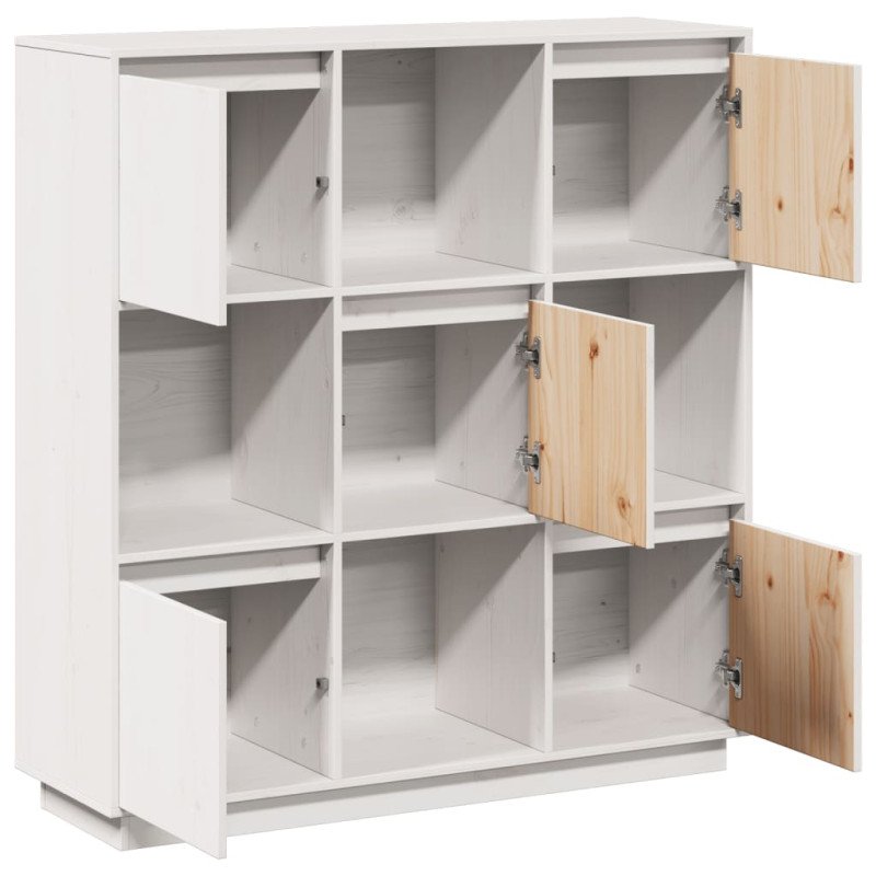 vidaXL Vysoká skrinka biela 110,5x35x117 cm masívna borovica
