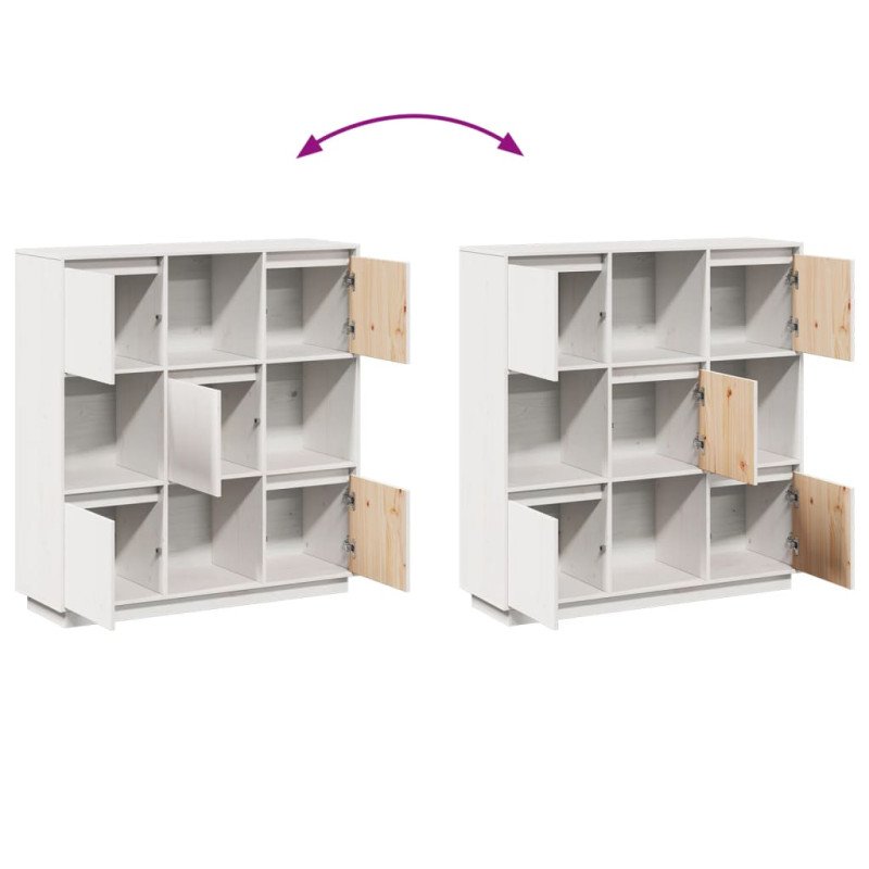 vidaXL Vysoká skrinka biela 110,5x35x117 cm masívna borovica