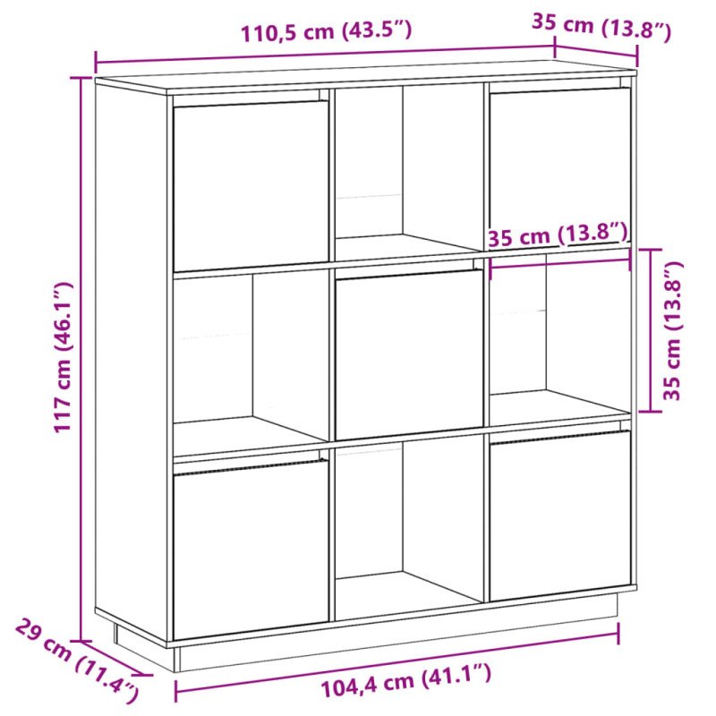 vidaXL Vysoká skrinka biela 110,5x35x117 cm masívna borovica
