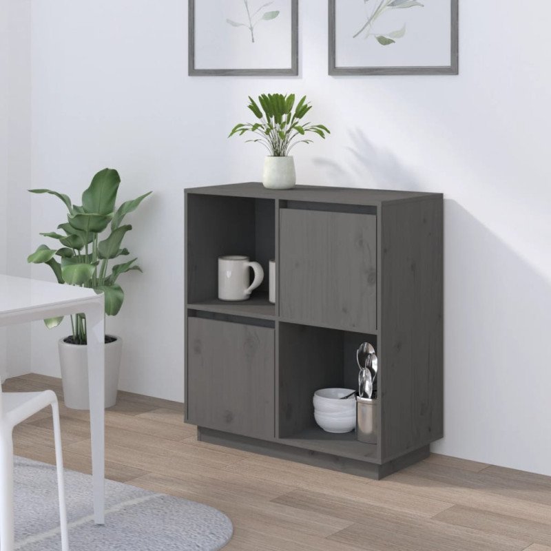 vidaXL Komoda sivá 74x35x80 cm borovicový masív