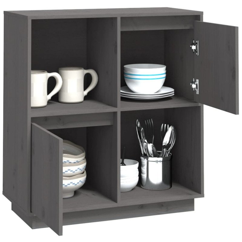 vidaXL Komoda sivá 74x35x80 cm borovicový masív
