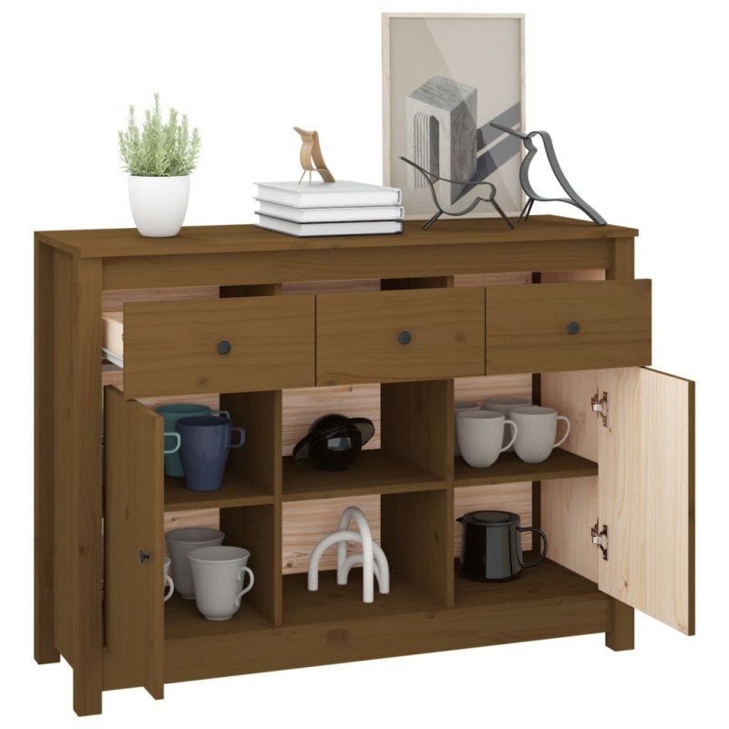 vidaXL Komoda medovo-hnedá 100x35x74,5 cm borovicový masív