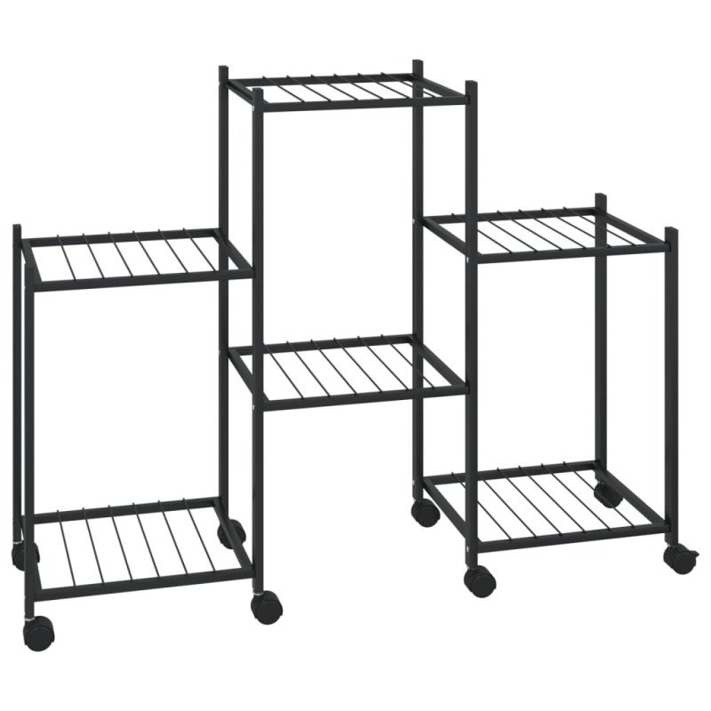 vidaXL Stojan na kvety s kolieskami 83x25x63,5 cm čierny železný