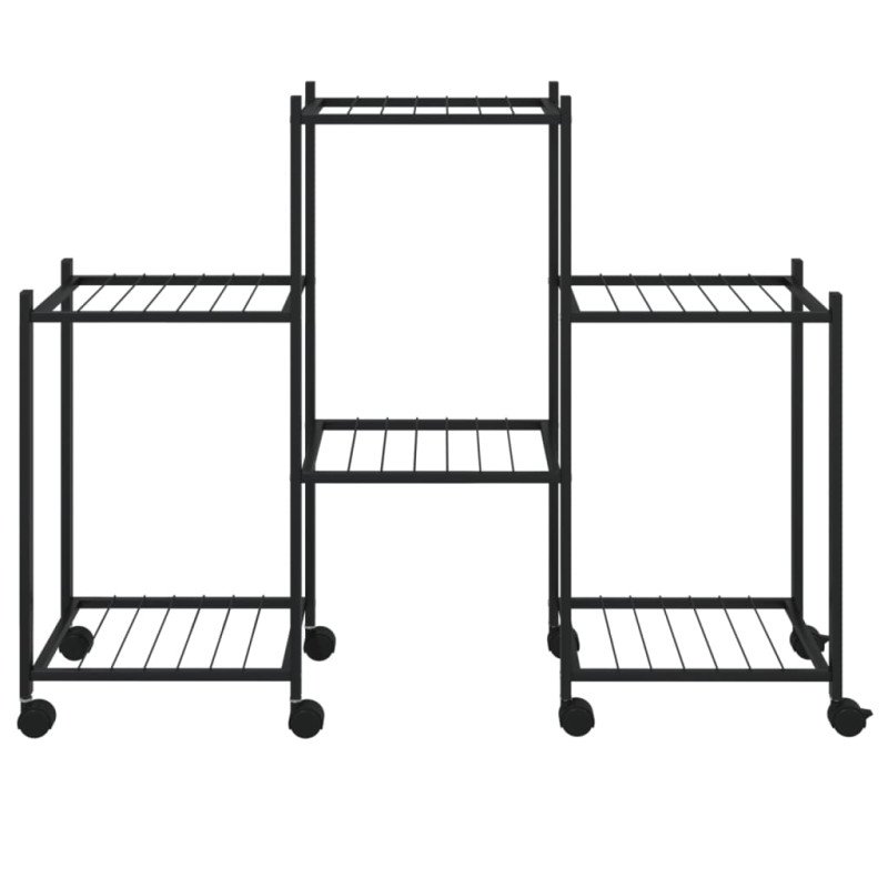 vidaXL Stojan na kvety s kolieskami 83x25x63,5 cm čierny železný