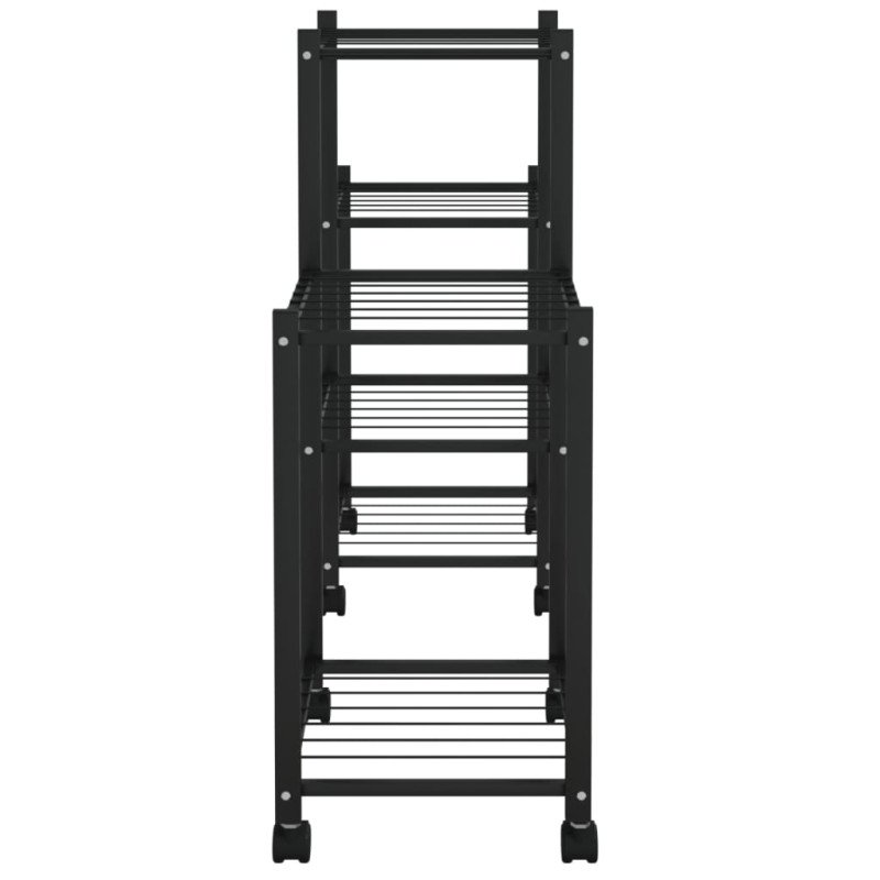 vidaXL Stojan na kvety s kolieskami 83x25x63,5 cm čierny železný