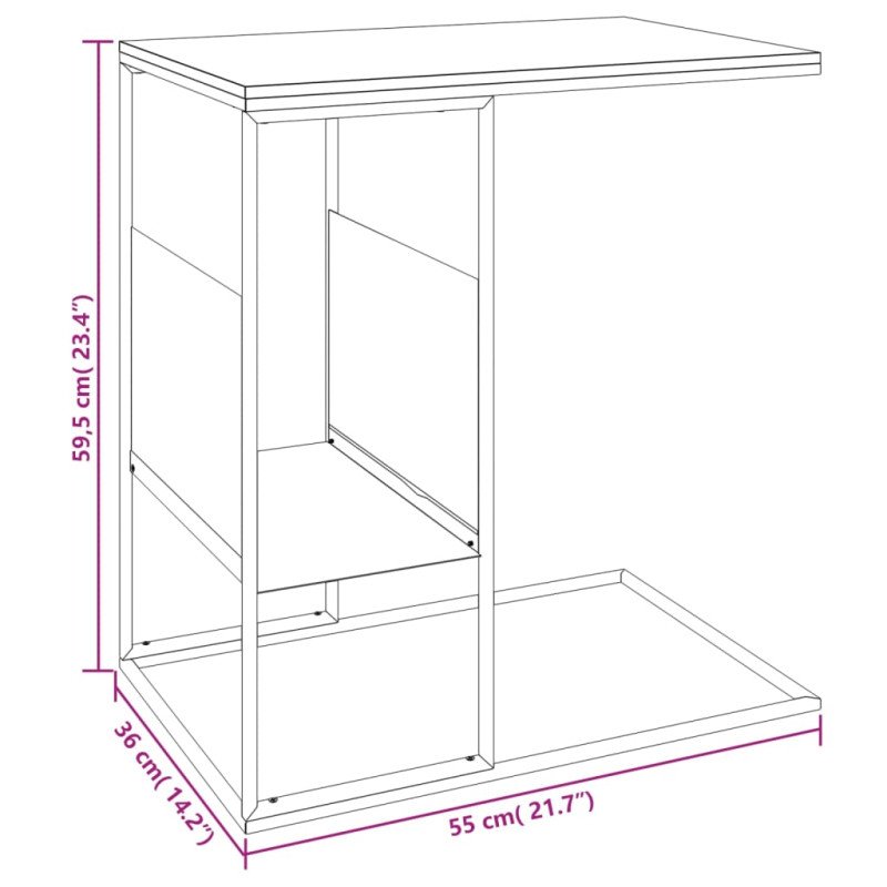 vidaXL Bočný stolík čierny 55x36x59,5 cm spracované drevo