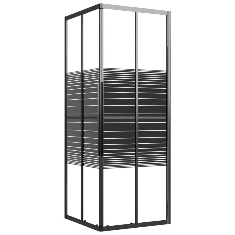 vidaXL Pruhovaný sprchový kút ESG 80x80x180 cm čierny