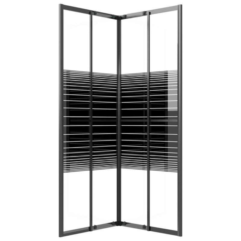 vidaXL Pruhovaný sprchový kút ESG 80x80x180 cm čierny