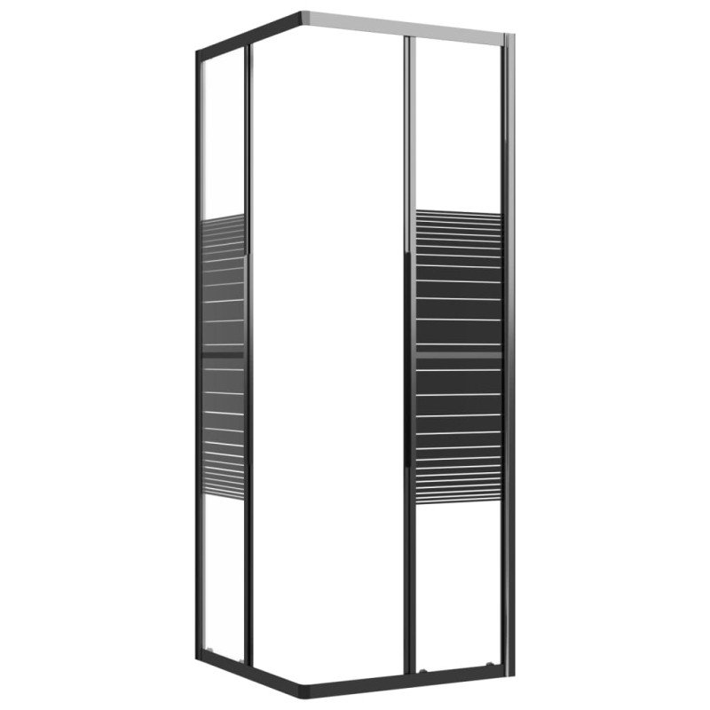 vidaXL Pruhovaný sprchový kút ESG 80x80x180 cm čierny