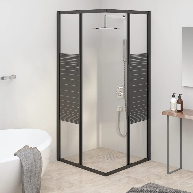 vidaXL Pruhovaný sprchový kút ESG 80x80x180 cm čierny