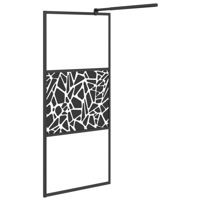 vidaXL Sprchová zástena z ESG skla s dizajnom kameňov 80x195 cm čierna