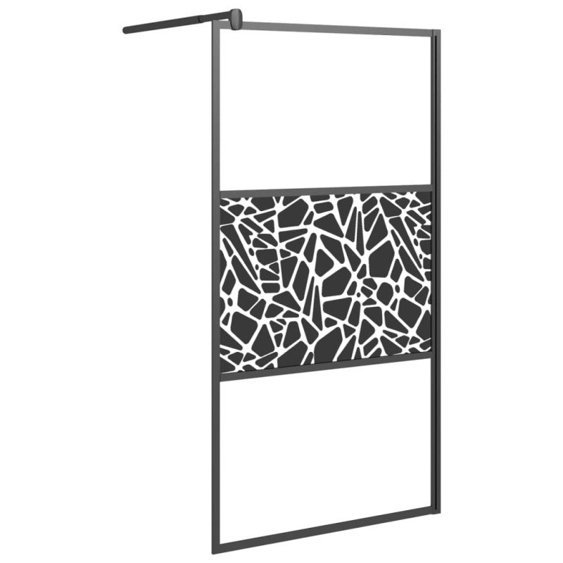 vidaXL Sprchová zástena z ESG skla s dizajnom kameňov 100x195cm čierna
