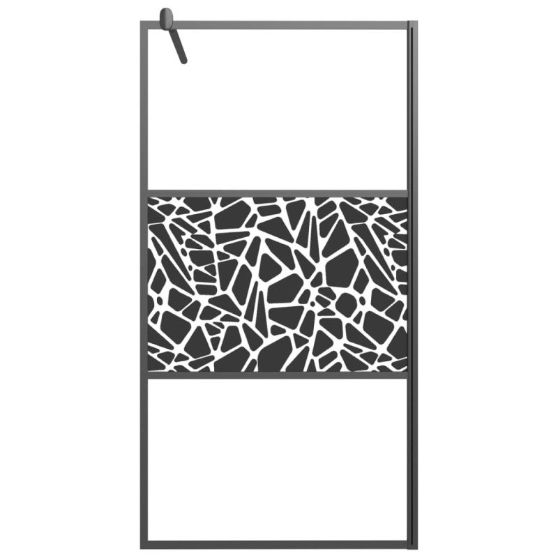 vidaXL Sprchová zástena z ESG skla s dizajnom kameňov 100x195cm čierna