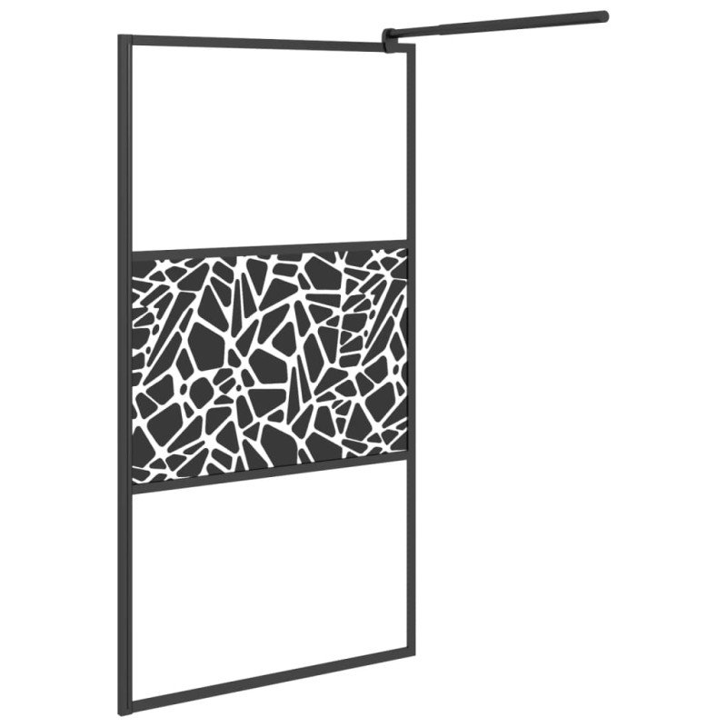 vidaXL Sprchová zástena z ESG skla s dizajnom kameňov 100x195cm čierna
