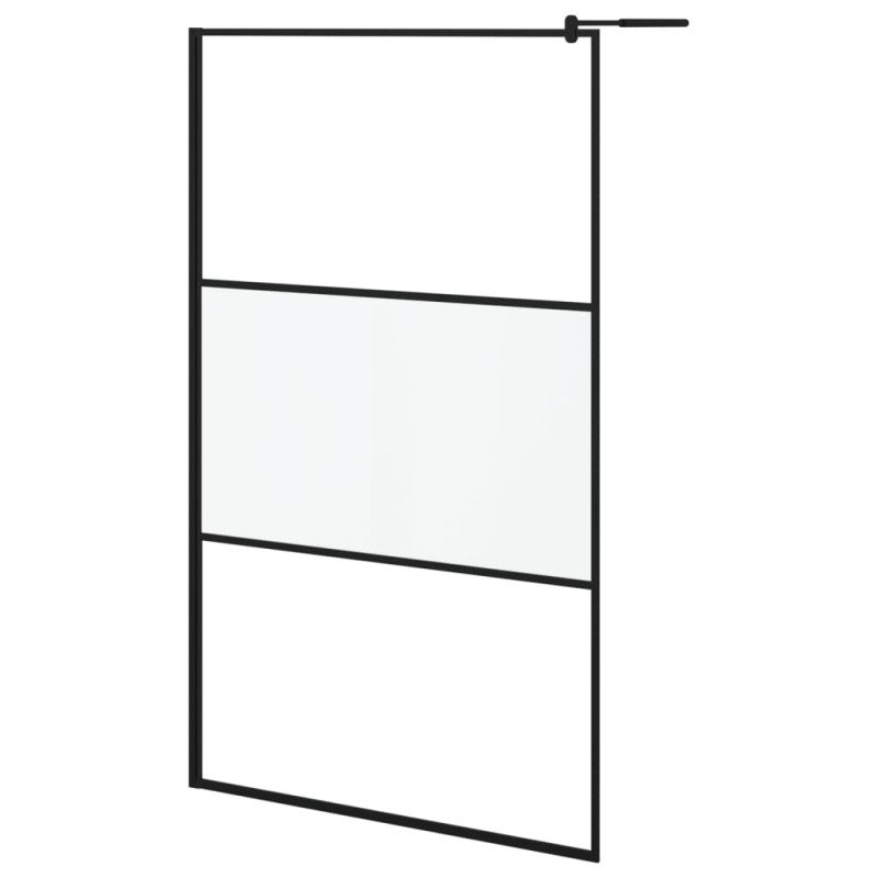 vidaXL Sprchová zástena 115x195 cm polopriehľadné ESG sklo čierna