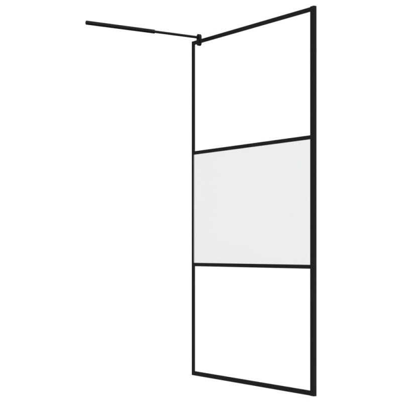 vidaXL Sprchová zástena 115x195 cm polopriehľadné ESG sklo čierna