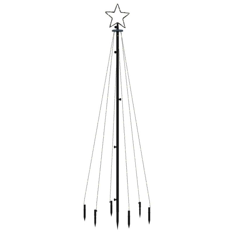 vidaXL Vianočný stromček s hrotom 108 studených bielych LED 180 cm