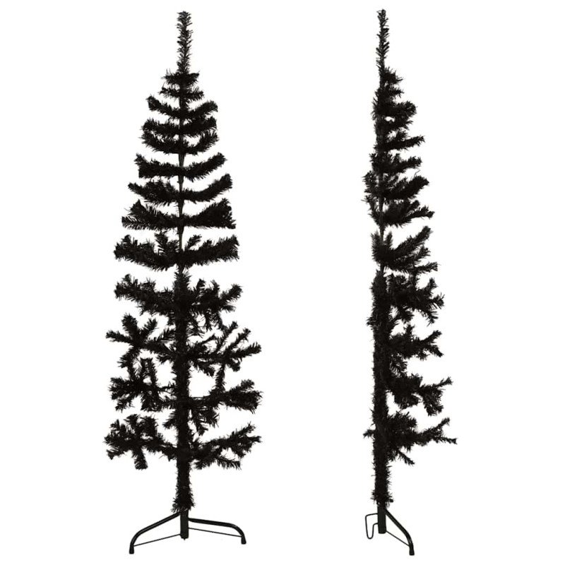 vidaXL Umelý vianočný polovičný stromček s podstavcom čierny 120 cm