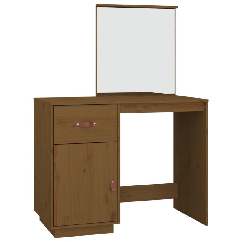 vidaXL Toaletný stolík hnedý 95x50x134 cm masívne borovicové drevo