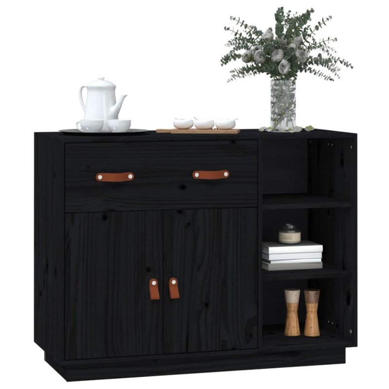 vidaXL Komoda čierna 98,5x40x75 cm borovicový masív