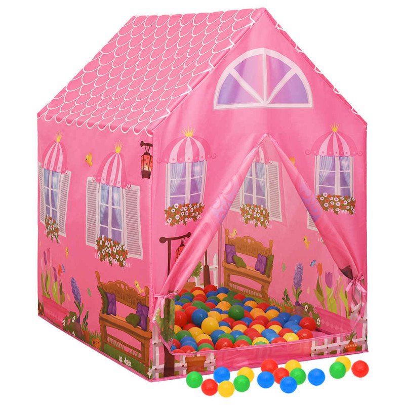 vidaXL Detský stan na hranie ružový 69x94x104 cm